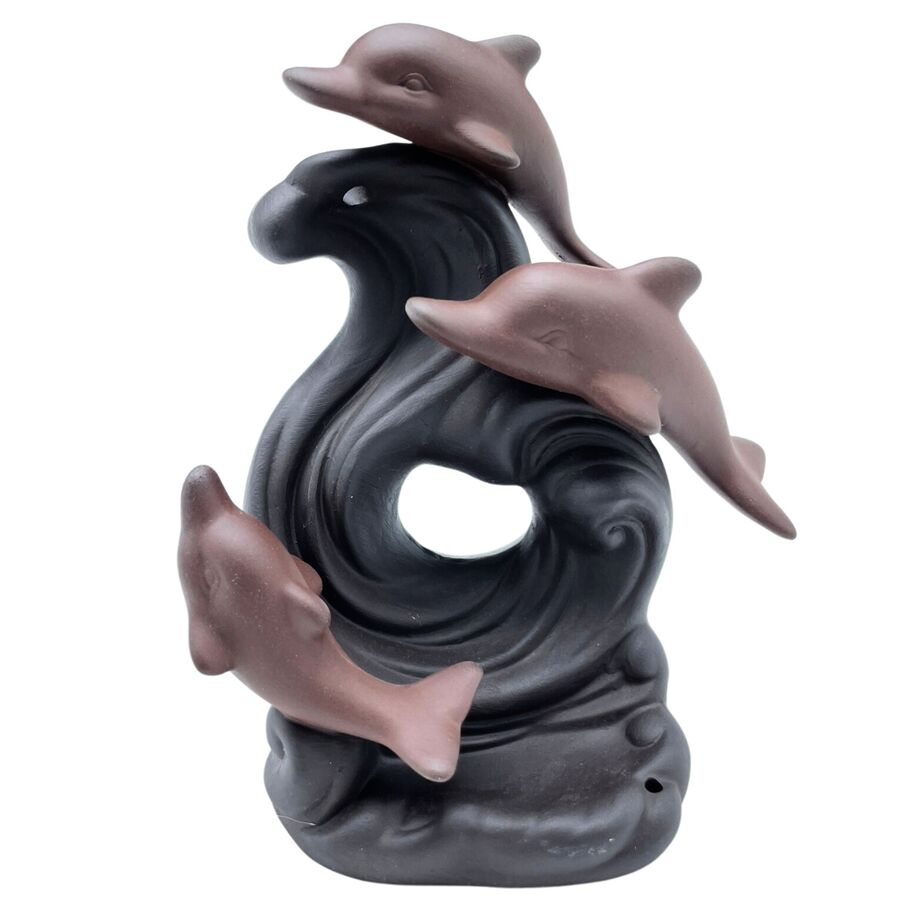 Backflow Incense Burner: Dolphin Wave