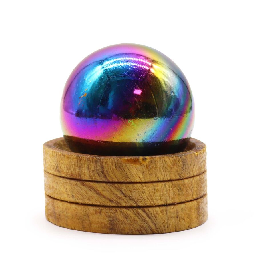 Gemstone Crystal Sphere 50mm: Amethyst Aura with Stand