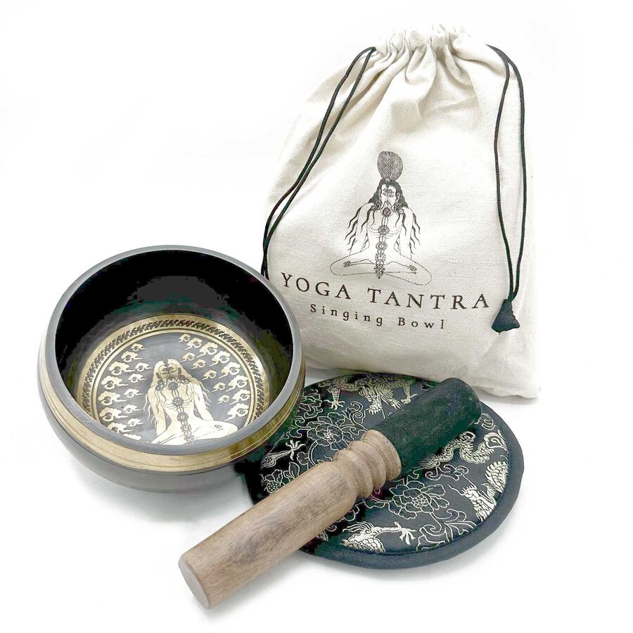 Hand Beaten & Engraved Singing Bowl Gift Set: 14cm - Yogi